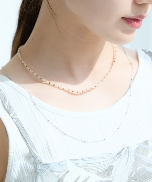 Andemiu（アンデミュウ）の「ビーズ2連ネックレス453127（ネックレス・レディース・シルバー/ゴールド・FREE）」の2枚目の写真