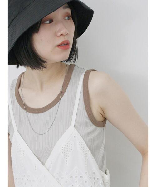 Samansa Mos2 blue(サマンサモスモスブルー)の「【接触冷感】ネックカバー付バケットハット(ハット・レディース・ベージュ/ブラック・F)」の10枚目の写真