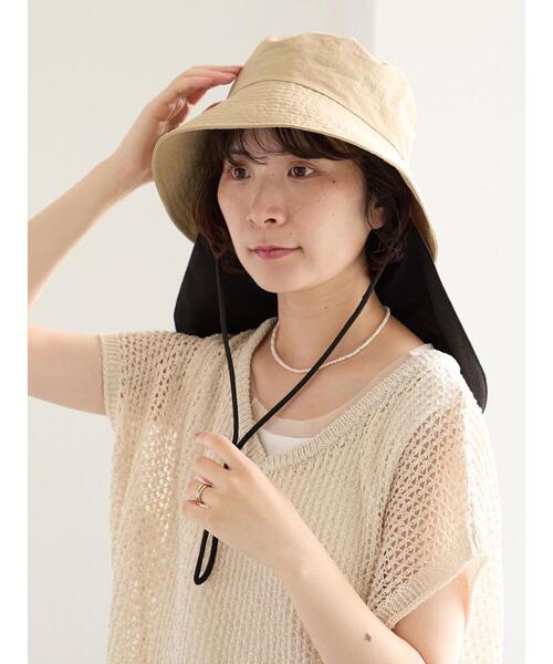 Samansa Mos2 blue(サマンサモスモスブルー)の「【接触冷感】ネックカバー付バケットハット(ハット・レディース・ベージュ/ブラック・F)」の15枚目の写真