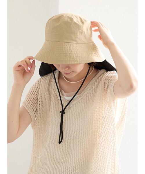 Samansa Mos2 blue(サマンサモスモスブルー)の「【接触冷感】ネックカバー付バケットハット(ハット・レディース・ベージュ/ブラック・F)」の16枚目の写真