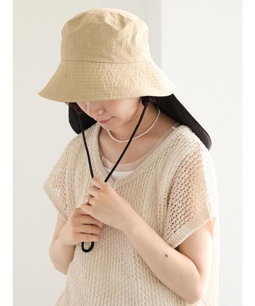 Samansa Mos2 blue(サマンサモスモスブルー)の「【接触冷感】ネックカバー付バケットハット(ハット・レディース・ベージュ/ブラック・F)」の17枚目の写真
