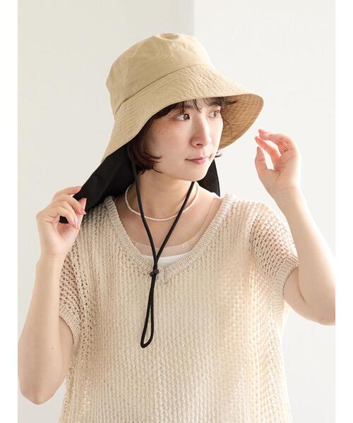 Samansa Mos2 blue(サマンサモスモスブルー)の「【接触冷感】ネックカバー付バケットハット(ハット・レディース・ベージュ/ブラック・F)」の18枚目の写真