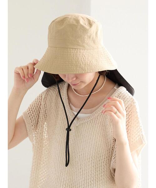 Samansa Mos2 blue(サマンサモスモスブルー)の「【接触冷感】ネックカバー付バケットハット(ハット・レディース・ベージュ/ブラック・F)」の20枚目の写真
