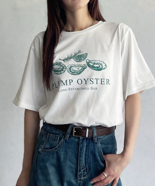 Good Riddance(グッドリダンス)の「【Good Riddance】オイスター オーバーサイズTシャツ(Tシャツ/カットソー・レディース・オフホワイト/ナチュラル/ブラック・FREE)」の1枚目の写真