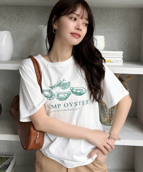 Good Riddance(グッドリダンス)の「【Good Riddance】オイスター オーバーサイズTシャツ(Tシャツ/カットソー・レディース・オフホワイト/ナチュラル/ブラック・FREE)」の4枚目の写真