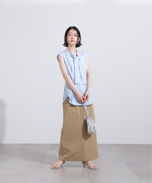 ウエストタックボウタイブラウス CLASSY.掲載】【横田美憧さん着用】ウエストタックボウタイ
