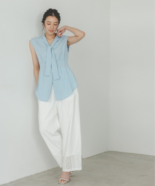 ウエストタックボウタイブラウス CLASSY.掲載】【横田美憧さん着用】ウエストタックボウタイ