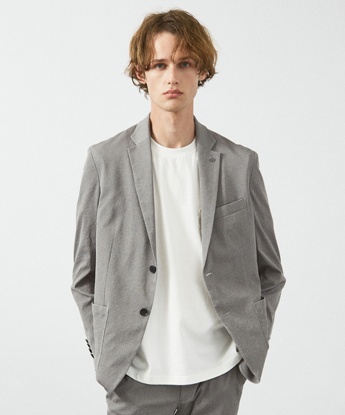 ABAHOUSE(アバハウス)の「【セットアップ対応/FLEX JACKET】 PE-wrinkle ワッシャージャケット /ストレッチ 吸水速乾 イージーケア(セットアップ・メンズ・ダークブラウン/グレー/ダークネイビー・44/46/48/50)」の1枚目の写真