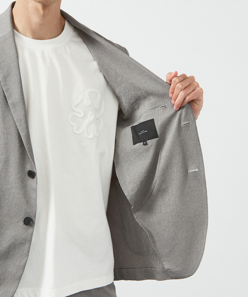 ABAHOUSE(アバハウス)の「【セットアップ対応/FLEX JACKET】 PE-wrinkle ワッシャージャケット /ストレッチ 吸水速乾 イージーケア(セットアップ・メンズ・ダークブラウン/グレー/ダークネイビー・44/46/48/50)」の13枚目の写真