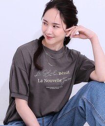 DRESKIP | 【S-LL/ひんやり/UV】こなれ感あるぷっくりラメ デザインロゴTシャツ(Tシャツ/カットソー)