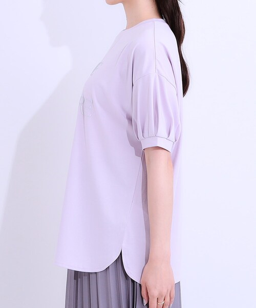 DRESKIP(ドレスキップ)の「【S-LL/ひんやり/UV】こなれ感あるぷっくりラメ デザインロゴTシャツ(Tシャツ/カットソー・レディース・ライトパープル/ライトベージュ/オフホワイト/チャコールグレー/ブラウン系・01/02/03/04)」の18枚目の写真