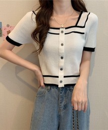LETee（レティー）の「ラインスクエアネックニットトップ（ニット/セーター）」