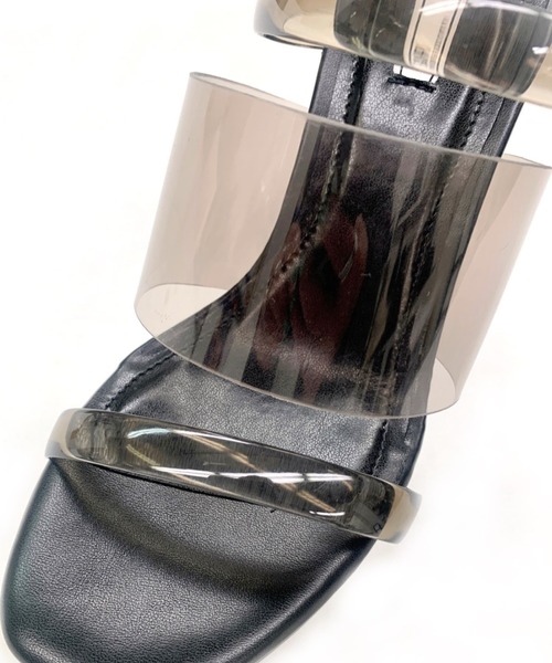 R&E（アールアンドイー）の「【R&E】チャンキーヒールクリアアッパーサンダル（サンダル・レディース・クリア/ブラック・L/M/S/LL）」の4枚目の写真