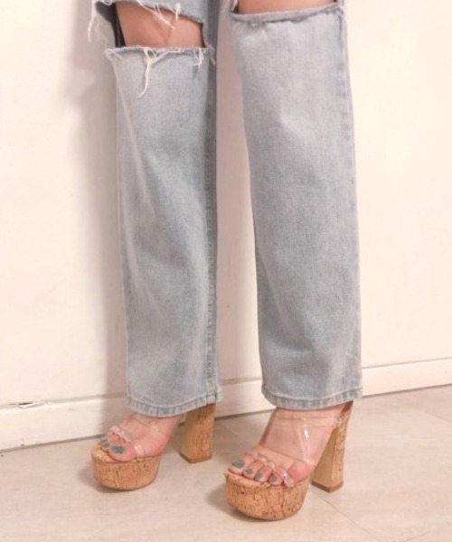 R&E（アールアンドイー）の「【R&E】チャンキーヒールクリアアッパーサンダル（サンダル・レディース・クリア/ブラック・L/M/S/LL）」の15枚目の写真