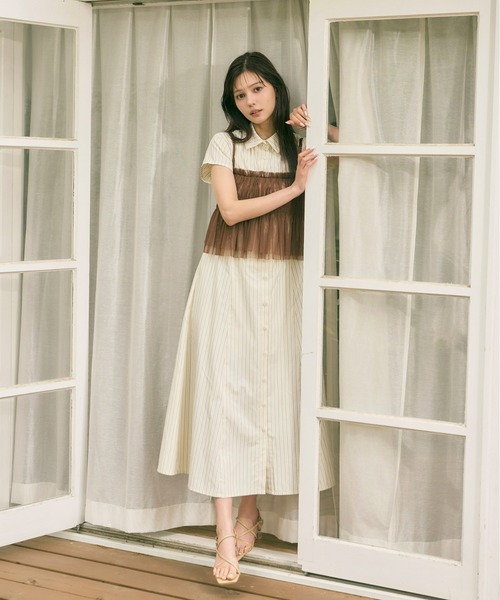 ワンピース iotto / smock onepiece ecru 異素材ドッキングニットワンピース/TT317415 – MISCH MASCH|31