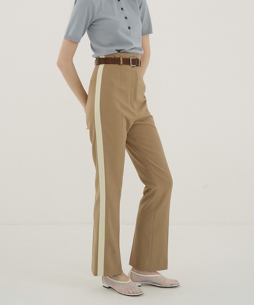 【CLANE】クラネ ベージュ系 パンツ レディース 0サイズ【新品】 CLANE パンツ CLANE/クラネ/HIGH WAIST SIDE LINE PANTS