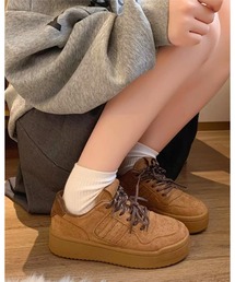 ダブルカラーシューレース厚底スニーカー
