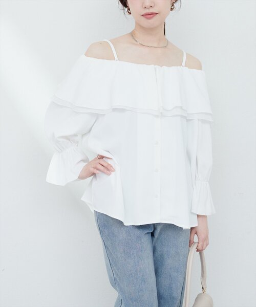 natural couture(ナチュラルクチュール)の「【WEB限定】マルチWAYフリル衿ブラウス(シャツ/ブラウス・レディース・オフホワイト/ネイビー/ミント/ブルー・FREE)」の20枚目の写真
