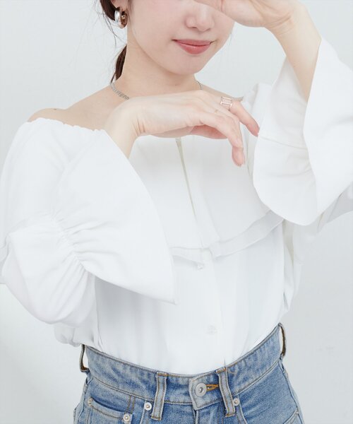 natural couture(ナチュラルクチュール)の「【WEB限定】マルチWAYフリル衿ブラウス(シャツ/ブラウス・レディース・オフホワイト/ネイビー/ミント/ブルー・FREE)」の22枚目の写真