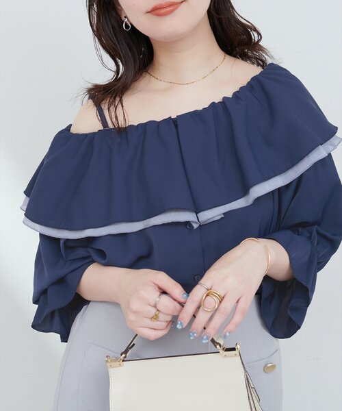 natural couture(ナチュラルクチュール)の「【WEB限定】マルチWAYフリル衿ブラウス(シャツ/ブラウス・レディース・オフホワイト/ネイビー/ミント/ブルー・FREE)」の9枚目の写真