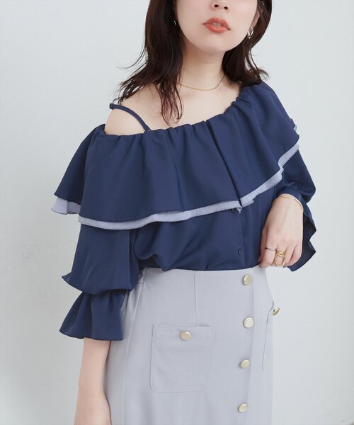 natural couture(ナチュラルクチュール)の「【WEB限定】マルチWAYフリル衿ブラウス(シャツ/ブラウス・レディース・オフホワイト/ネイビー/ミント/ブルー・FREE)」の10枚目の写真