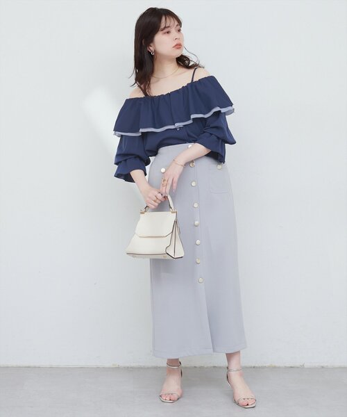 natural couture(ナチュラルクチュール)の「【WEB限定】マルチWAYフリル衿ブラウス(シャツ/ブラウス・レディース・オフホワイト/ネイビー/ミント/ブルー・FREE)」の12枚目の写真