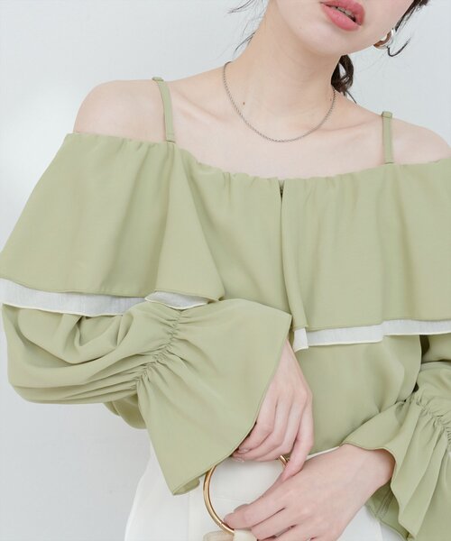 natural couture(ナチュラルクチュール)の「【WEB限定】マルチWAYフリル衿ブラウス(シャツ/ブラウス・レディース・オフホワイト/ネイビー/ミント/ブルー・FREE)」の14枚目の写真