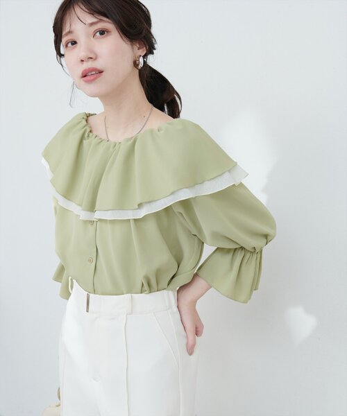 natural couture(ナチュラルクチュール)の「【WEB限定】マルチWAYフリル衿ブラウス(シャツ/ブラウス・レディース・オフホワイト/ネイビー/ミント/ブルー・FREE)」の17枚目の写真