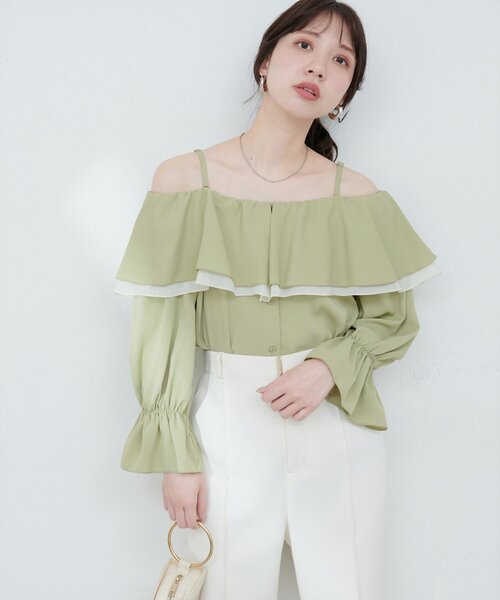 natural couture(ナチュラルクチュール)の「【WEB限定】マルチWAYフリル衿ブラウス(シャツ/ブラウス・レディース・オフホワイト/ネイビー/ミント/ブルー・FREE)」の5枚目の写真