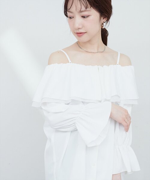 natural couture(ナチュラルクチュール)の「【WEB限定】マルチWAYフリル衿ブラウス(シャツ/ブラウス・レディース・オフホワイト/ネイビー/ミント/ブルー・FREE)」の6枚目の写真