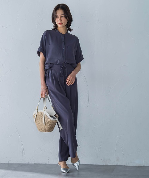 LAUTREAMONT(ロートレアモン)の「キレイ×リラックス バンドカラーブラウス≪手洗い可能≫(シャツ/ブラウス・レディース・ブラック/ベージュ/チャコールグレー/ライトブルー・9号/11号)」の21枚目の写真
