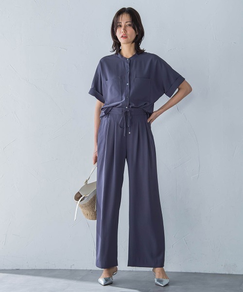 LAUTREAMONT(ロートレアモン)の「キレイ×リラックス バンドカラーブラウス≪手洗い可能≫(シャツ/ブラウス・レディース・ブラック/ベージュ/チャコールグレー/ライトブルー・9号/11号)」の20枚目の写真