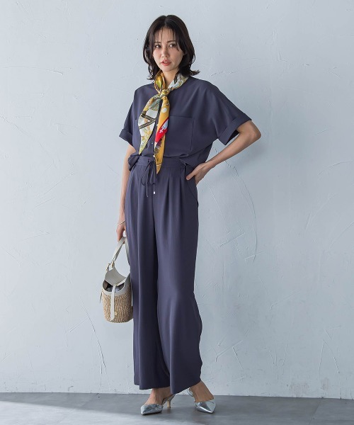 LAUTREAMONT(ロートレアモン)の「キレイ×リラックス バンドカラーブラウス≪手洗い可能≫(シャツ/ブラウス・レディース・ブラック/ベージュ/チャコールグレー/ライトブルー・9号/11号)」の15枚目の写真