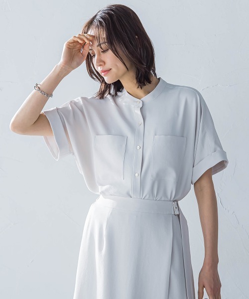 LAUTREAMONT(ロートレアモン)の「キレイ×リラックス バンドカラーブラウス≪手洗い可能≫(シャツ/ブラウス・レディース・ブラック/ベージュ/チャコールグレー/ライトブルー・9号/11号)」の11枚目の写真