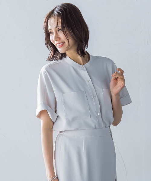 LAUTREAMONT(ロートレアモン)の「キレイ×リラックス バンドカラーブラウス≪手洗い可能≫(シャツ/ブラウス・レディース・ブラック/ベージュ/チャコールグレー/ライトブルー・9号/11号)」の10枚目の写真