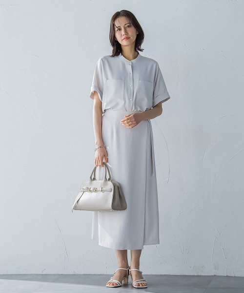 LAUTREAMONT(ロートレアモン)の「キレイ×リラックス バンドカラーブラウス≪手洗い可能≫(シャツ/ブラウス・レディース・ブラック/ベージュ/チャコールグレー/ライトブルー・9号/11号)」の8枚目の写真