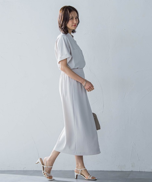 LAUTREAMONT(ロートレアモン)の「キレイ×リラックス バンドカラーブラウス≪手洗い可能≫(シャツ/ブラウス・レディース・ブラック/ベージュ/チャコールグレー/ライトブルー・9号/11号)」の6枚目の写真