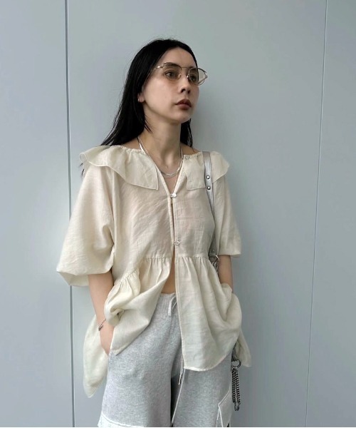トップス ameri 2WAY FRILL BLOUSE セール】2WAY PEPLUM FRILL BLOUSE（シャツ/ブラウス）｜Ameri