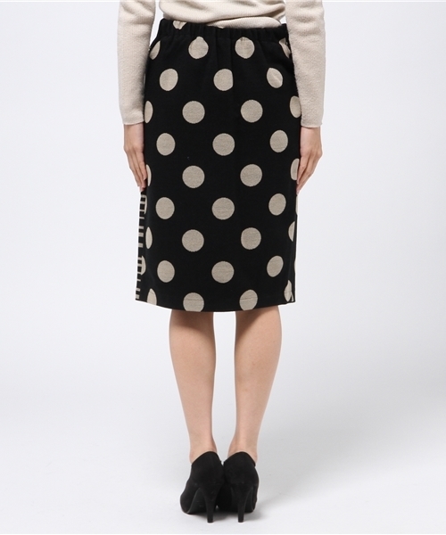 ライチ（ライチ）の「doll up oops ドット柄ニットラップスカート（スカート・レディース・ブラック/ベージュ・FREE）」の5枚目の写真