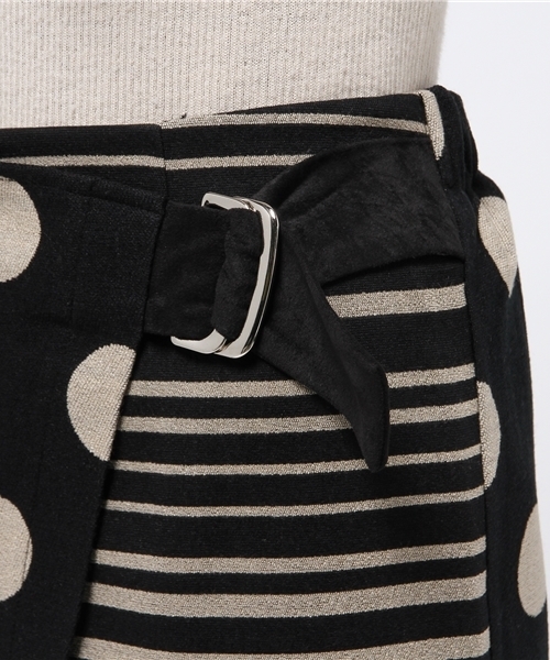 ライチ（ライチ）の「doll up oops ドット柄ニットラップスカート（スカート・レディース・ブラック/ベージュ・FREE）」の8枚目の写真