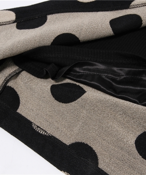 ライチ（ライチ）の「doll up oops ドット柄ニットラップスカート（スカート・レディース・ブラック/ベージュ・FREE）」の10枚目の写真