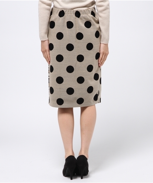 ライチ（ライチ）の「doll up oops ドット柄ニットラップスカート（スカート・レディース・ブラック/ベージュ・FREE）」の12枚目の写真