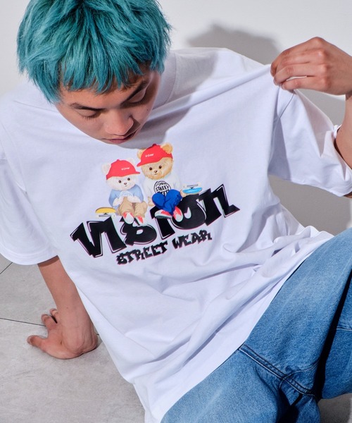 VISION STREET WEAR（ヴィジョンストリートウェア）の「∴WEGO/VISION別注ベアグラフィックT（Tシャツ/カットソー・メンズ・ホワイト/ブラック・MEDIUM/LARGE）」の2枚目の写真