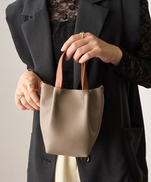 MAISON CLUB（メゾンクラブ）の「【MAISON CLUB】バイカラーPUレザートートバック S　手提げ・スマホショルダー・サコッシュサイズ（ハンドバッグ）」