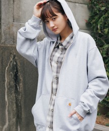 カーハート　グレー ジップアップパーカー　新品未使用 Carhartt メンズパーカー（ジップ、ボタン：ジップアップ