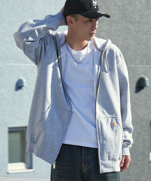 Carhartt(カーハート)の「carhartt/カーハート 裏起毛 ミッドウェイト フルジップパーカー フーディー プルオーバー スウェット トレーナー(パーカー・メンズ・ライトグリーン/ブラック/ヘザーグレー・S/XL/L/M)」の4枚目の写真