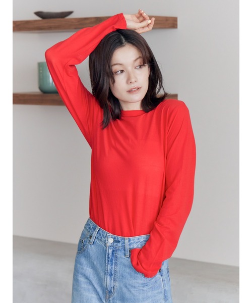 Ungrid（アングリッド）の「ハイツイストシアーロングスリーブTee（Tシャツ/カットソー・レディース・ターコイズブルー/オフホワイト/レッド/ブラック/イエロー・FREE）」の5枚目の写真