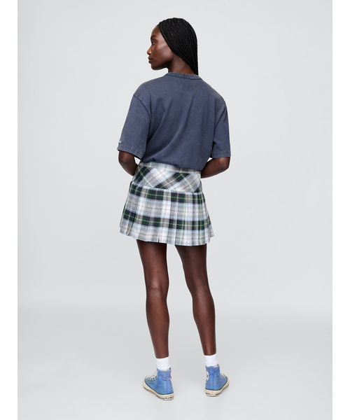 Gap × Malbon コットンリネン プレイド プリーツミニスカート