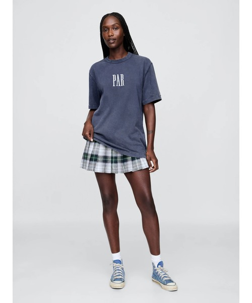 Gap × Malbon コットンリネン プレイド プリーツミニスカート