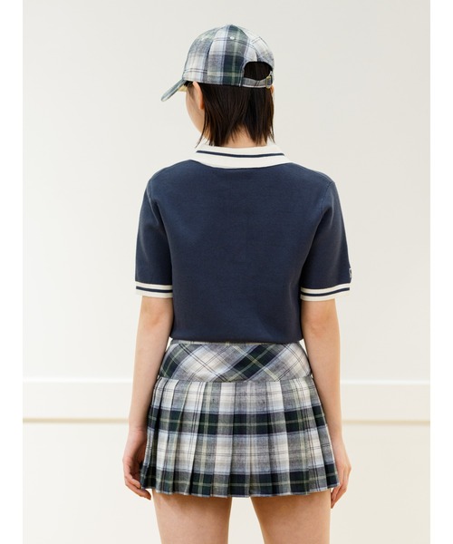 Gap × Malbon コットンリネン プレイド プリーツミニスカート